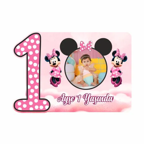 1 Yaş - Mickey Mouse Temalı Doğum Günü Magneti